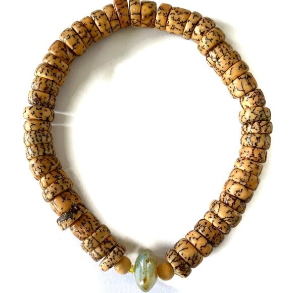 As Low As $2 Czech Green Picasso & Nut Temporary Bracelet Beads - Picture 1 of 3